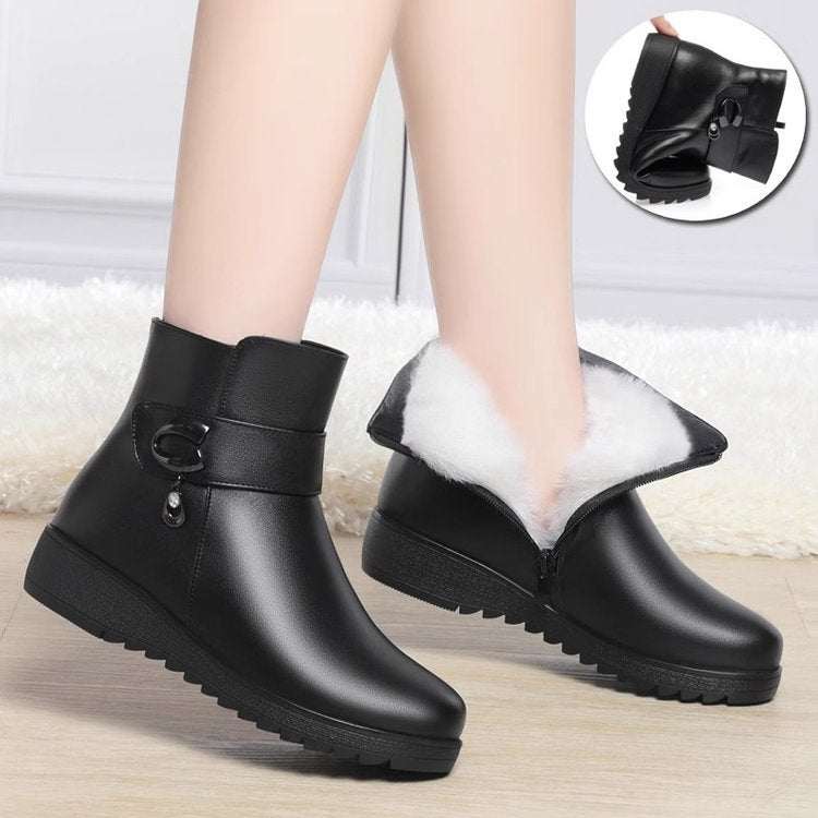 Damen gefütterte Winterstiefel mit modischer Schnallenverzierung R&B