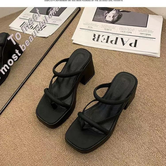 Damen Plateau Sandalen mit modischem Kreuz-Riemen und stabilen Blockabsätzen R&B