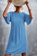 Damen Freizeitkleid mit weit ausgestellten Ärmeln und elastischem Taillenbund R&B