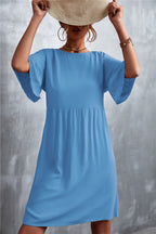 Damen Freizeitkleid mit weit ausgestellten Ärmeln und elastischem Taillenbund R&B