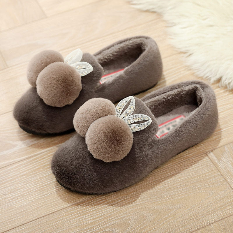 Damen Kuschelige Hausschuhe mit dekorativem Pom-Pom und Blattdesign