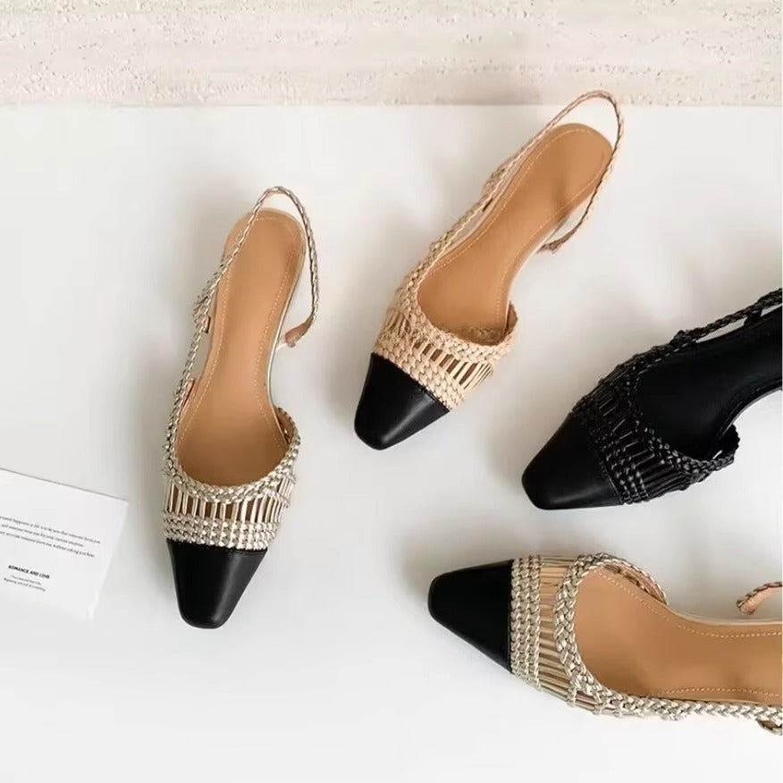 Damen Slingback-Pumps mit modischem Flecht-Design und elegantem Spitzenzeh R&B