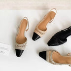 Damen Slingback-Pumps mit modischem Flecht-Design und elegantem Spitzenzeh