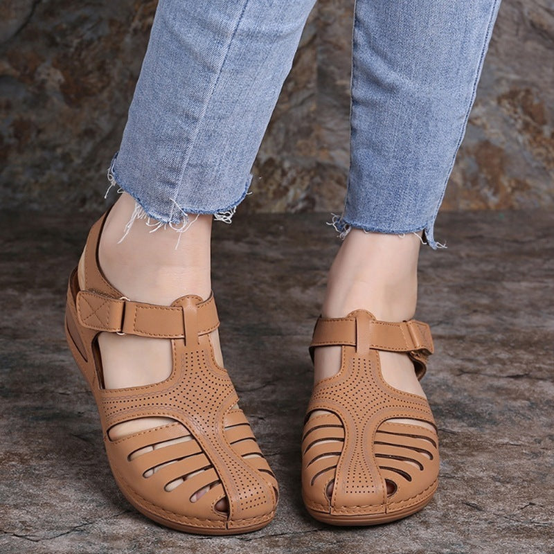 Damen Komfortable Veloursleder Sandalen mit offener Zehenpartie R&B