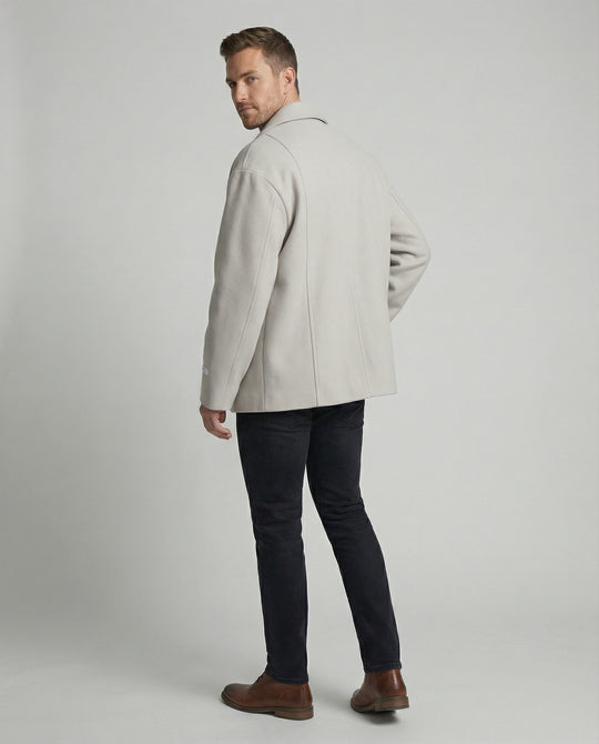 Herren kurzer Wollmix-Sakko mit kastiger Silhouette, tiefem Revers und verdeckten Eingrifftaschen R&B