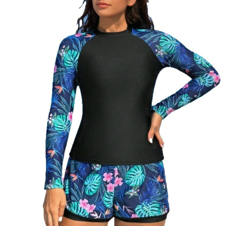 Damen Sportliches Langarm-Tauchshirt mit Shorts