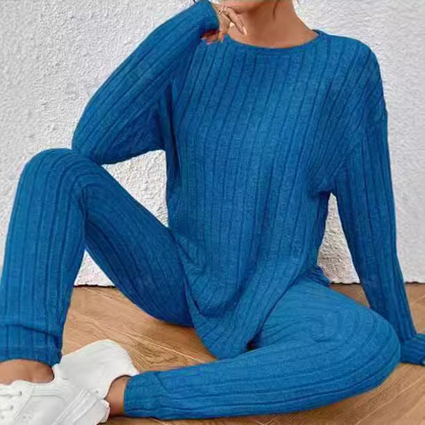 Damen gemütliches Strickensemble mit feiner Rippenstruktur und lässigem Schnitt R&B