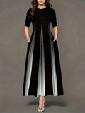 Damen Maxikleid mit eleganten Falten und praktischen Taschen R&B