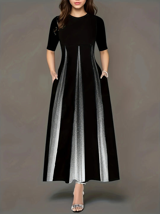 Damen Maxikleid mit eleganten Falten und praktischen Taschen R&B