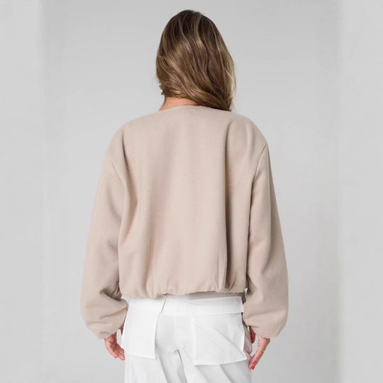 Damen Oversized Sweatjacke mit lässigem Schnitt und glänzender Oberfläche R&B