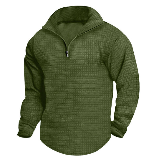 Herren nan gesteppter Thermo-Halbzip mit Waffelstruktur, gebürstetem Futter und abgerundetem Saum R&B