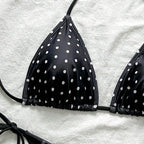 Damen Triangel-Bikini mit verspieltem Punktenmuster und verstellbarem Bund