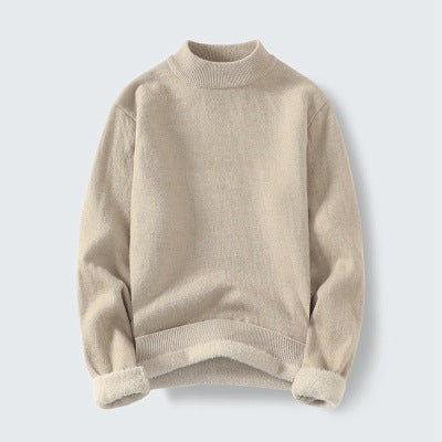 Damen Strickpullover mit hohem Kragen und weichem Innenfutter