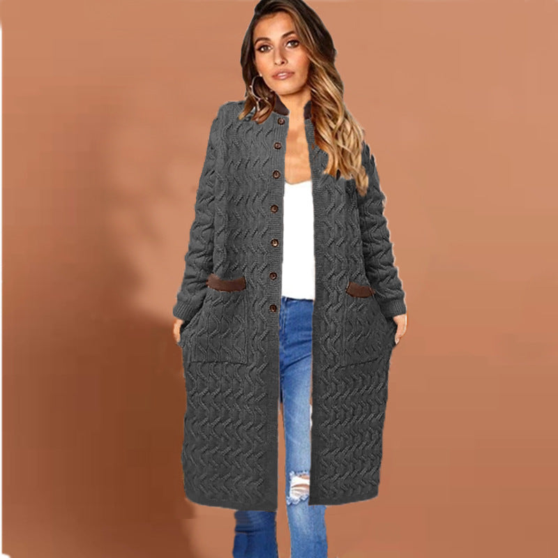 Damen Strickmantel mit tiefen Taschen und Knopfdetails R&B