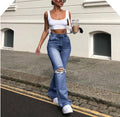 Damen lässige Bootcut Jeans mit Destroyed-Details