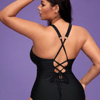 Damen eleganter Badeanzug mit tiefem V-Ausschnitt und figurformendem Schnitt R&B