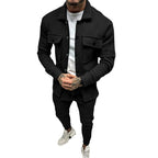 Herren nan Overshirt- und Jogginghose-Set mit aufgesetzten Klappentaschen, ergonomischem Schnitt und elastischem Bund R&B