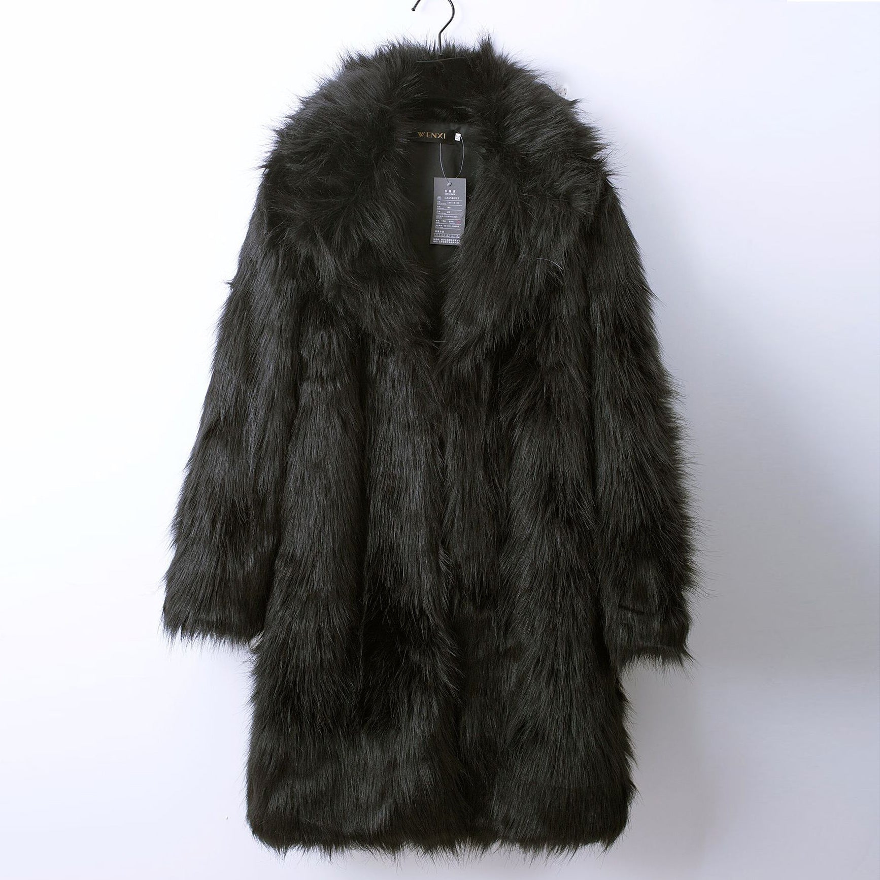 Damen Luxuriöser Kunstpelz-Mantel mit breitem Revers R&B