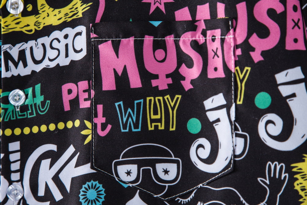 Herren Kurzarmhemd mit kreativem Grafikdesign und entspannter Passform