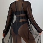 Damen Triangel-Bikini mit verführerischem Cut-Out-Design und transparentem Cover-Up R&B