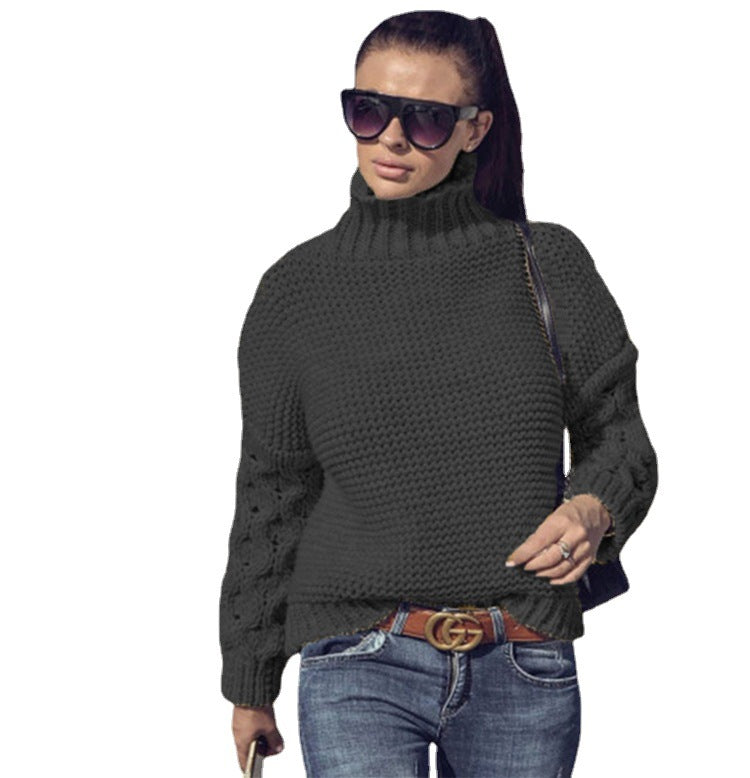 Damen Modischer Rollkragenpullover mit Strickmuster R&B