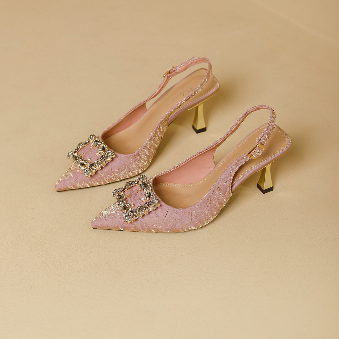 Damen Slingback Pumps mit funkelndem Schmuckdetail R&B