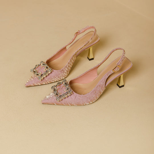 Damen Slingback Pumps mit funkelndem Schmuckdetail R&B
