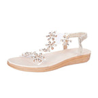 Damen Sandalen mit floralen Strassverzierungen und flexiblem Fersenriemen R&B