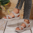 Damen Sportliche Sandalen mit geflochtenen Riemen und gepolsterter Sohle R&B