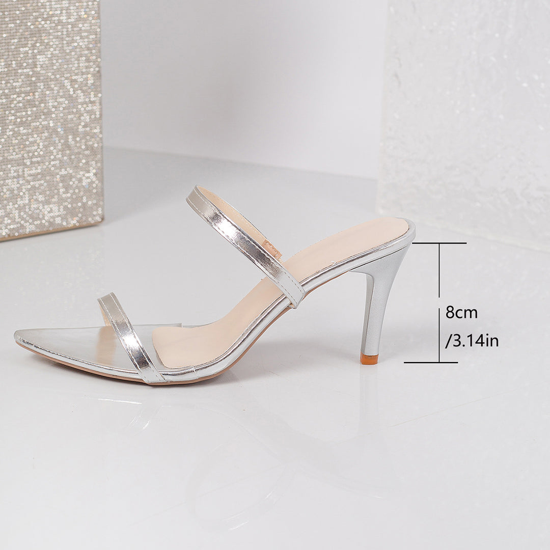Damen Elegante Slingback Sandalen mit transparentem Mittelteil und modischem Absatz R&B