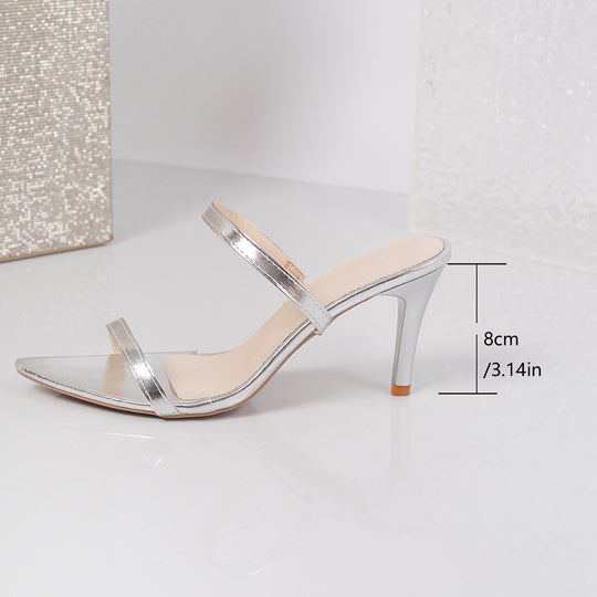 Damen Elegante Slingback Sandalen mit transparentem Mittelteil und modischem Absatz R&B