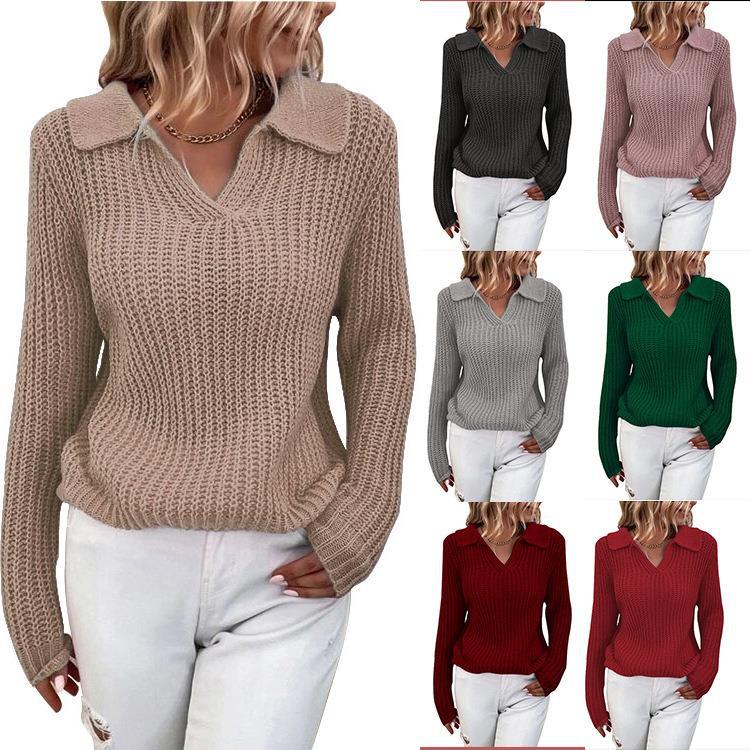 Damen Strickpullover mit strukturiertem Design und klassischem Kragen