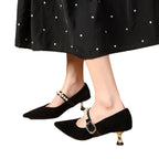 Damen elegante Pumps mit Perlenschmuck R&B