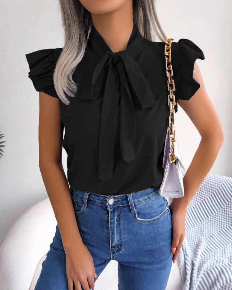 Damen Bluse mit Rüschendetails und schickem Schleifenelement R&B