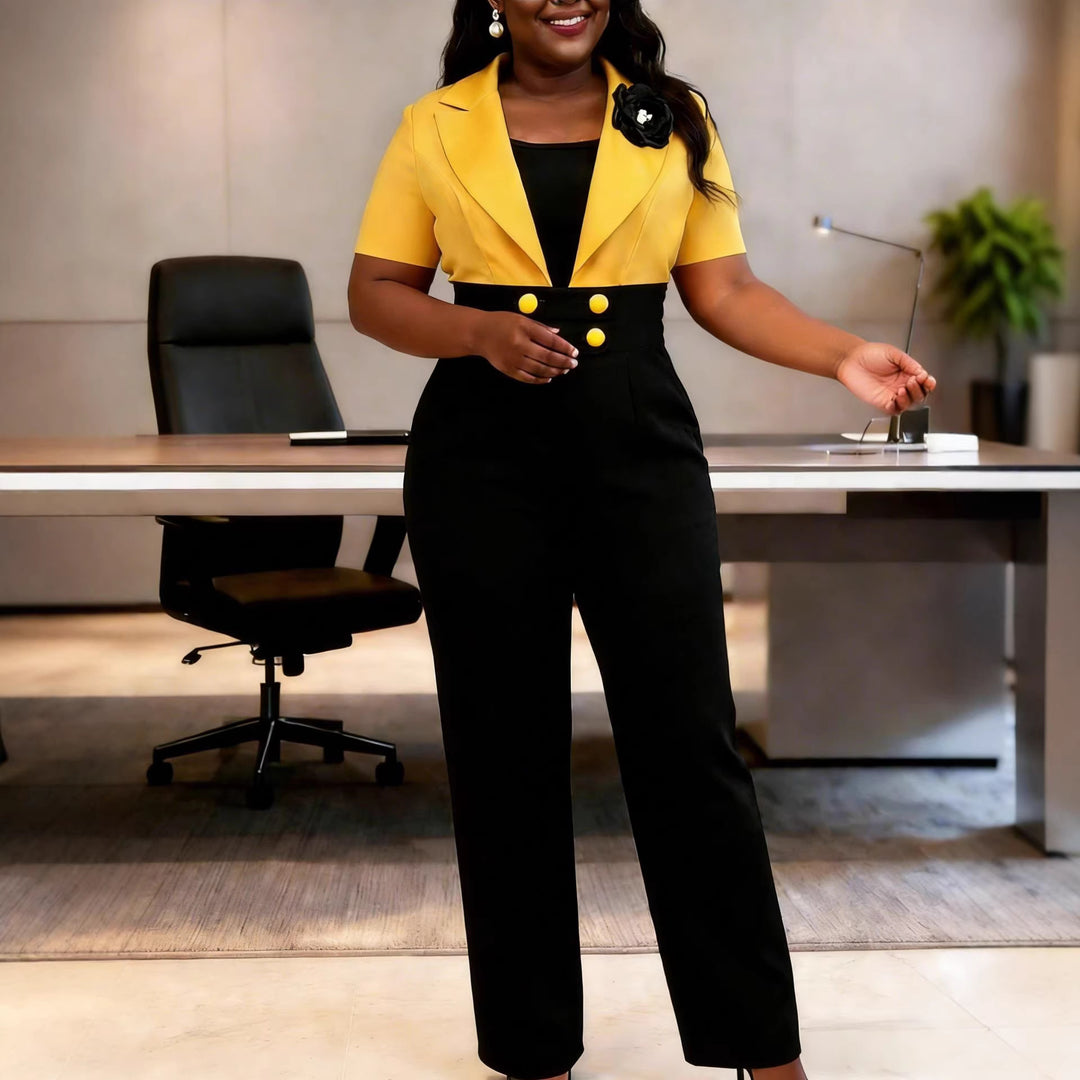 Damen eleganter Jumpsuit mit tailliertem Design und auffälligen Details R&B