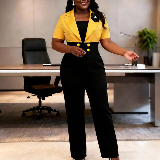Damen eleganter Jumpsuit mit tailliertem Design und auffälligen Details R&B