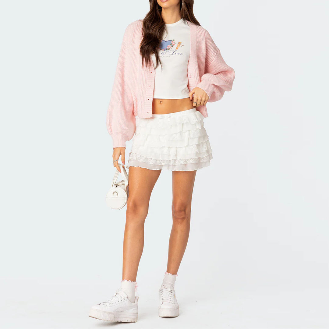 Damen Rüschenshort mit eleganter Spitzenverzierung R&B