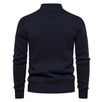 Herren Pullover mit eleganter Rippstruktur und halbem Reißverschluss