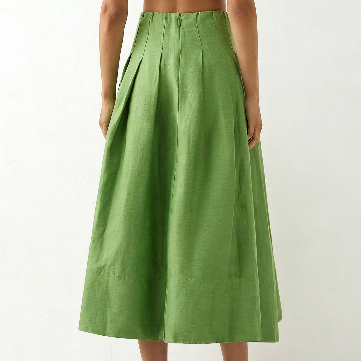 Damen Eleganter Midirock mit fließendem Schnitt und seitlichen Taschen EB