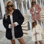 Damen Flauschige Langjacke mit weichem Strukturstoff R&B