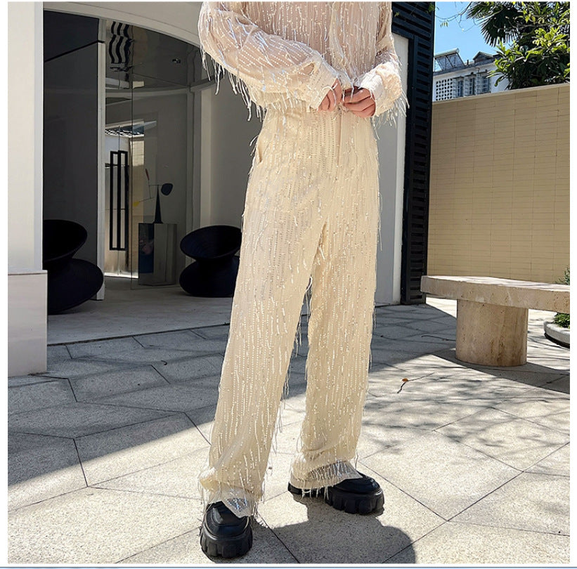 Damen modische Statement-Hosen mit Fransen R&B
