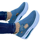 Damen bequeme Slip-On Sneakers mit atmungsaktivem Mesh-Obermaterial und ergonomischer Sohlentechnologie EB