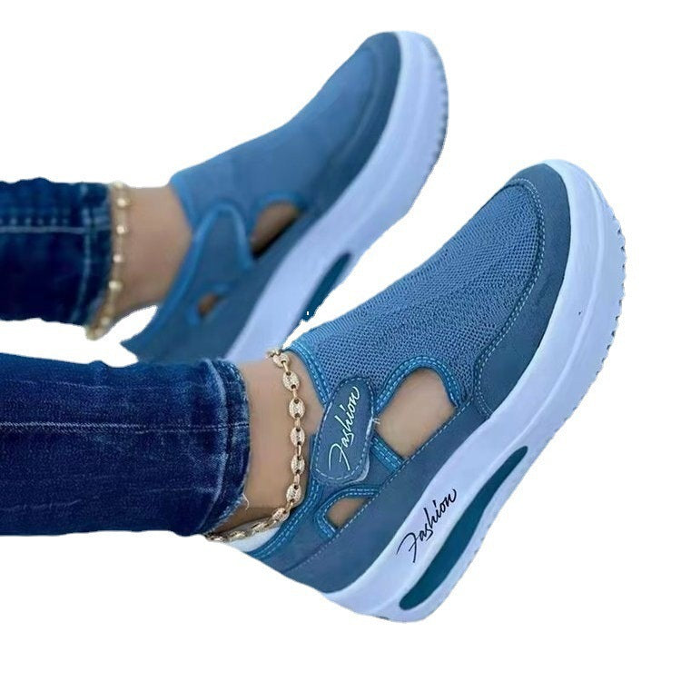 Damen bequeme Slip-On Sneakers mit atmungsaktivem Mesh-Obermaterial und ergonomischer Sohlentechnologie EB