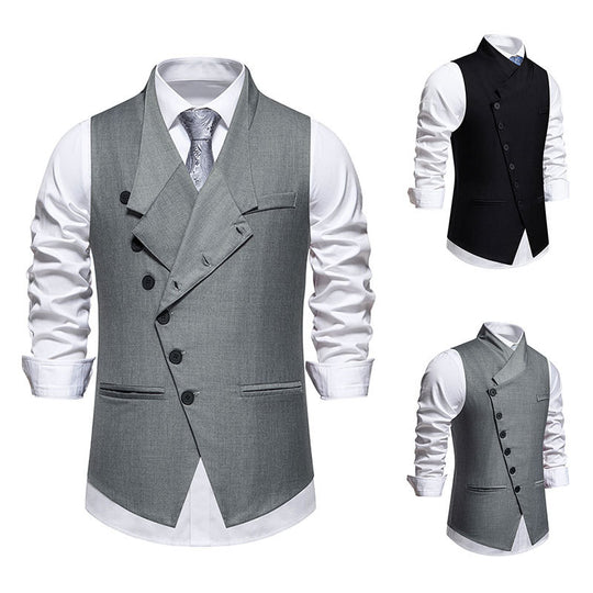 Herren elegante Anzugweste mit doppeltem Kragen R&B