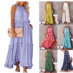 Damen Maxikleid mit einem eleganten Volant-Design und lockerem Schnitt R&B