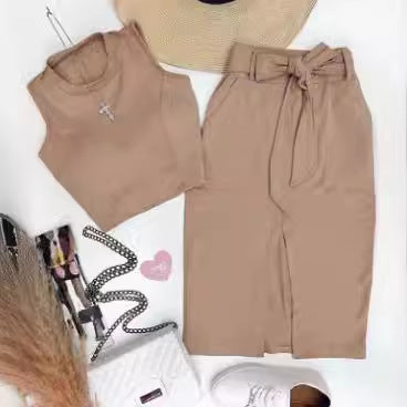 Damen elegantes und modisches Oberteil mit Wickelrock R&B