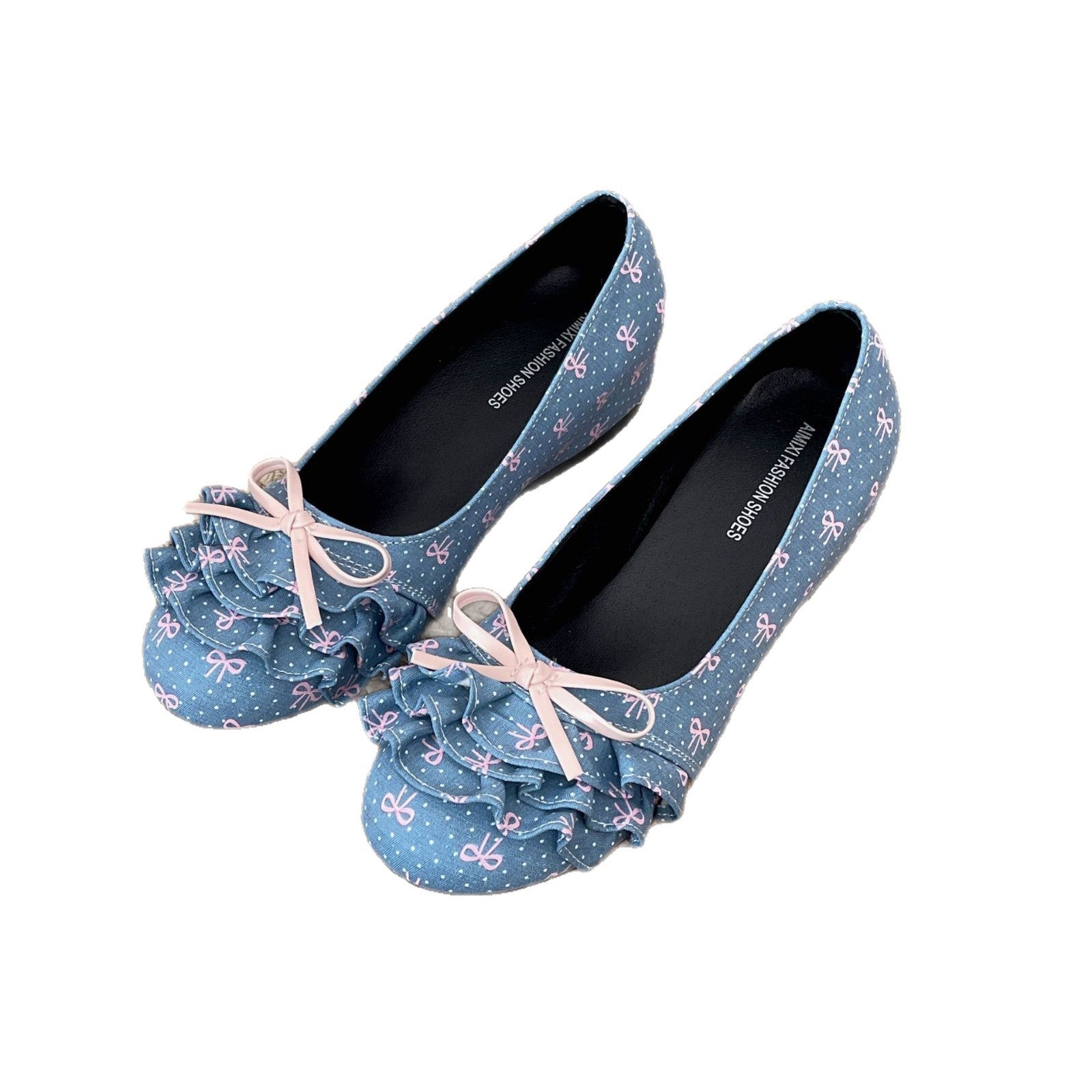 Damen Ballerinas mit verspieltem Rüschendesign und Punkten R&B