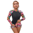 Damen Sportlicher Rashguard-Anzug mit floralen Ärmeln R&B