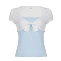 Damen Kurzarm Blusentop mit Knotendetail R&B