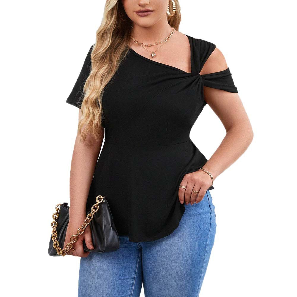 Damen Oberteil mit asymmetrischem Cut-Out und raffiniertem Wickeldesign R&B